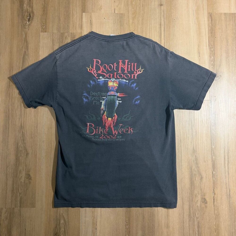 Vintage Boot Hill Saloon Daytona Beach Bike Week 2002 Sz L Motorcore Y2K Biker